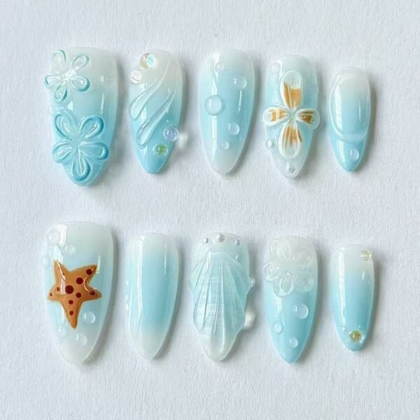 flower style press on nails